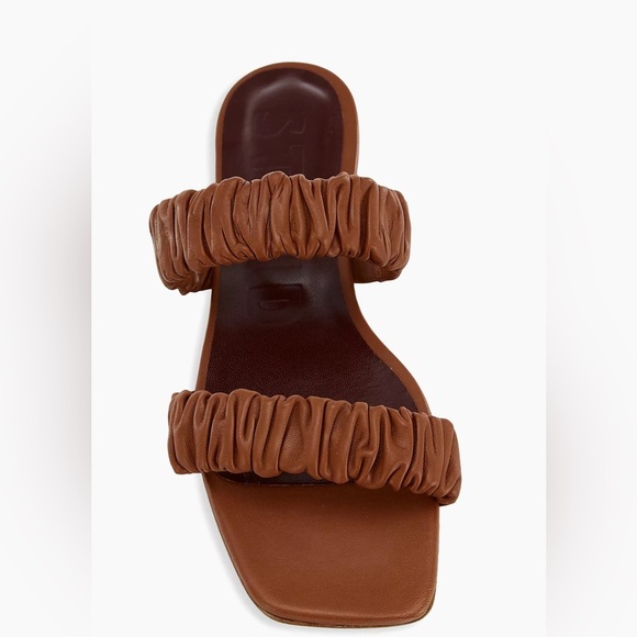 Staud Maya Ruched Leather Slides, no box - Picture 1 of 11